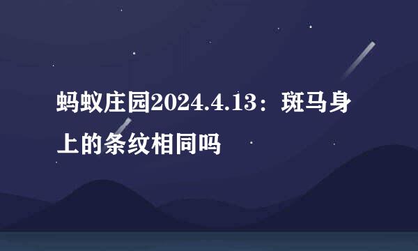蚂蚁庄园2024.4.13：斑马身上的条纹相同吗