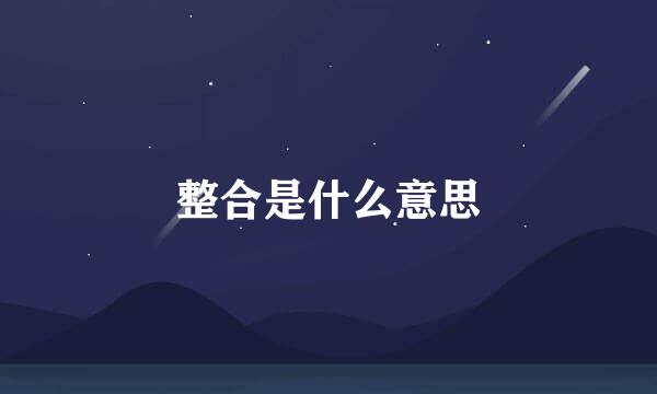 整合是什么意思