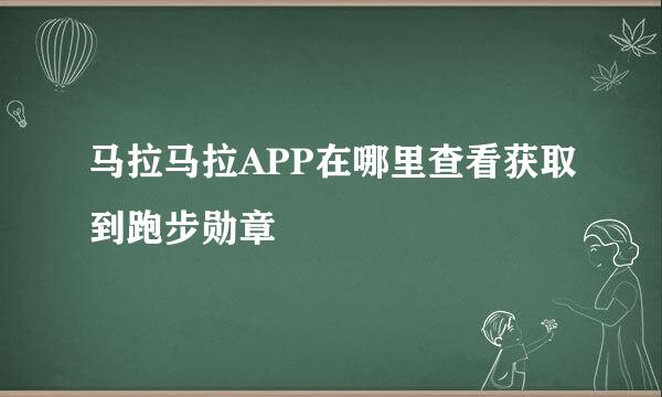 马拉马拉APP在哪里查看获取到跑步勋章