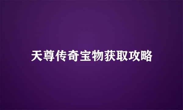 天尊传奇宝物获取攻略