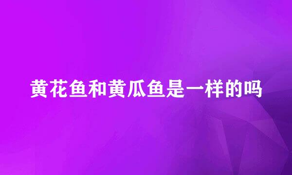 黄花鱼和黄瓜鱼是一样的吗