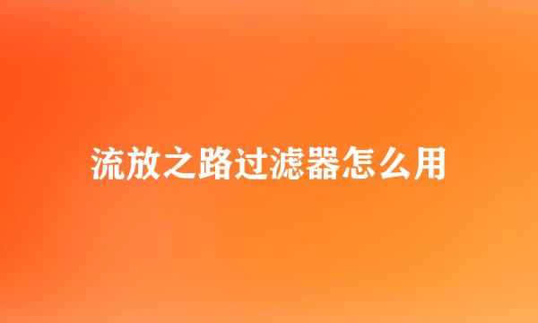流放之路过滤器怎么用