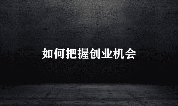 如何把握创业机会