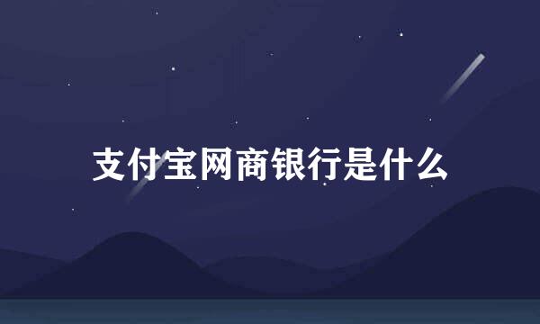 支付宝网商银行是什么