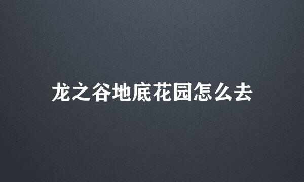 龙之谷地底花园怎么去