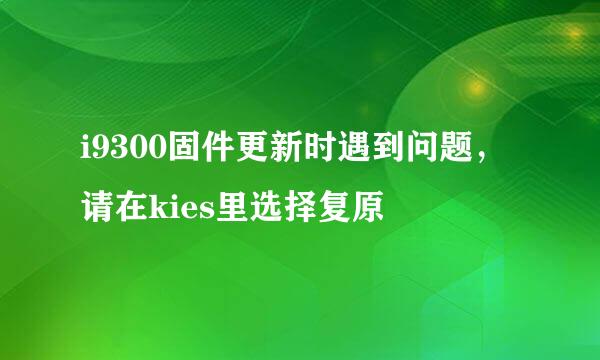 i9300固件更新时遇到问题,请在kies里选择复原