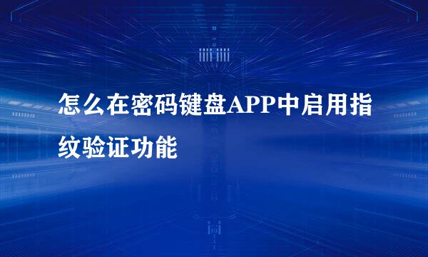 怎么在密码键盘APP中启用指纹验证功能
