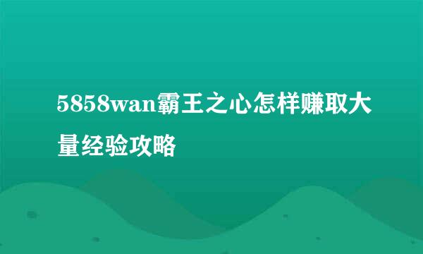 5858wan霸王之心怎样赚取大量经验攻略