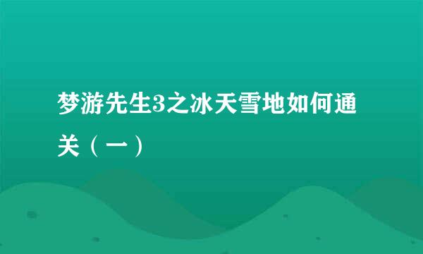 梦游先生3之冰天雪地如何通关（一）