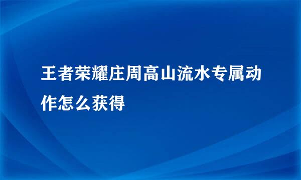 王者荣耀庄周高山流水专属动作怎么获得