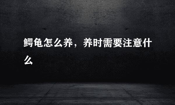 鳄龟怎么养，养时需要注意什么
