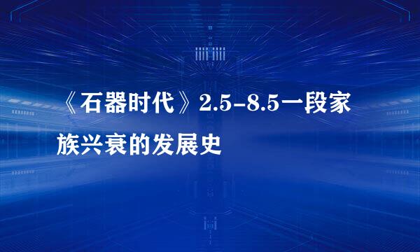 《石器时代》2.5-8.5一段家族兴衰的发展史