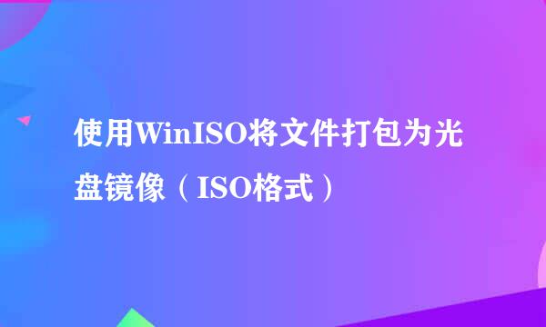 使用WinISO将文件打包为光盘镜像（ISO格式）