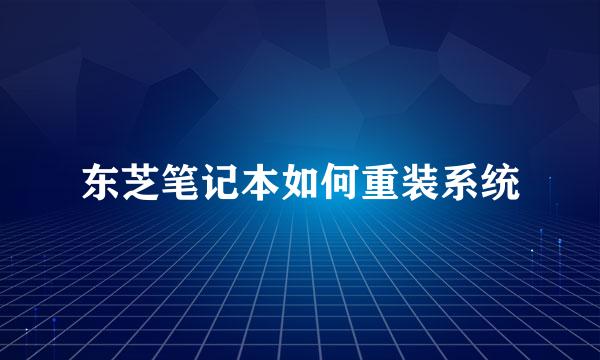 东芝笔记本如何重装系统