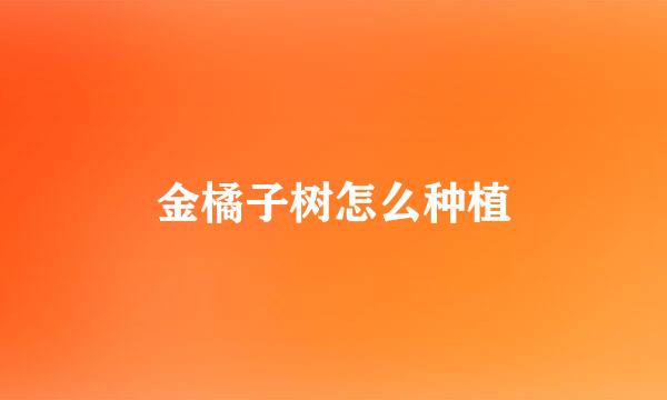 金橘子树怎么种植