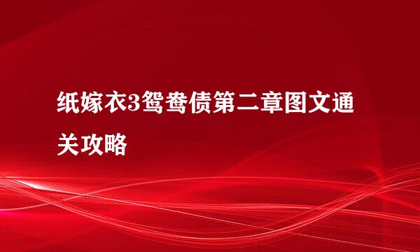 纸嫁衣3鸳鸯债第二章图文通关攻略