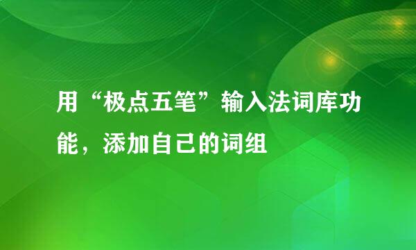 用“极点五笔”输入法词库功能,添加自己的词组