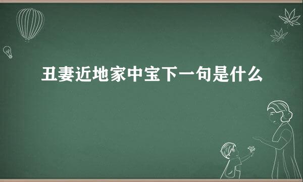 丑妻近地家中宝下一句是什么