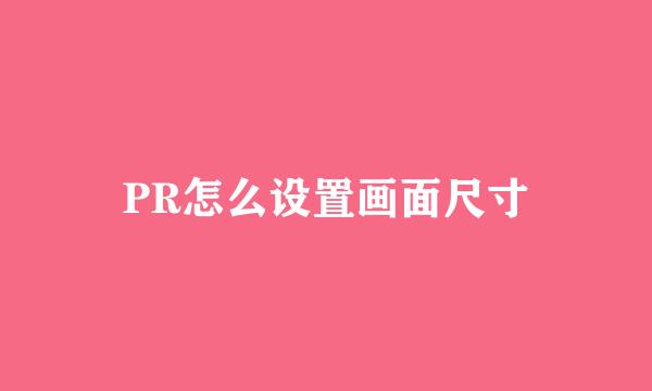 PR怎么设置画面尺寸