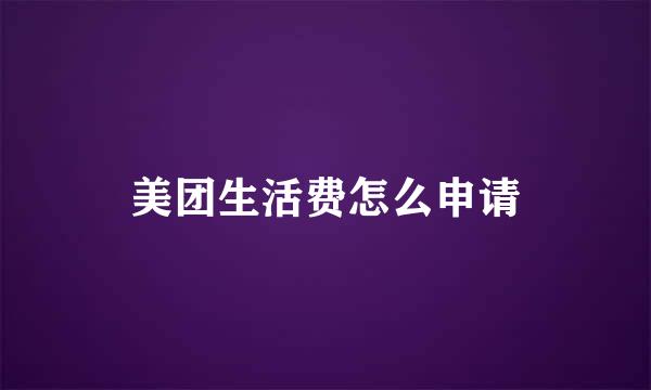 美团生活费怎么申请