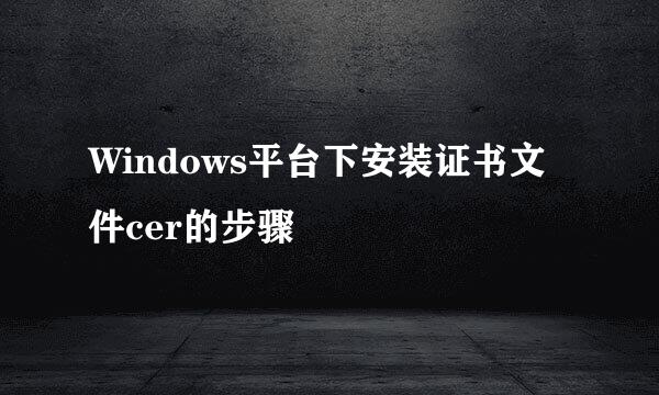 Windows平台下安装证书文件cer的步骤