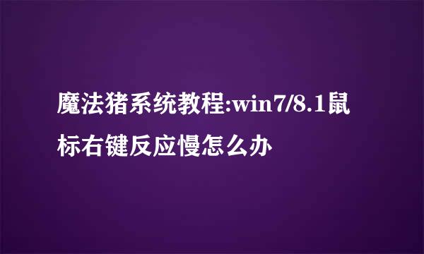 魔法猪系统教程:win7/8.1鼠标右键反应慢怎么办