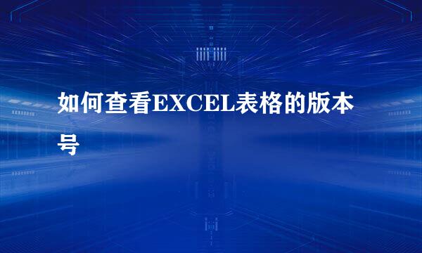 如何查看EXCEL表格的版本号