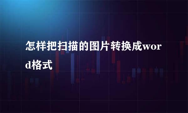 怎样把扫描的图片转换成word格式