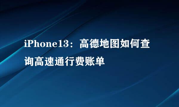 iPhone13：高德地图如何查询高速通行费账单