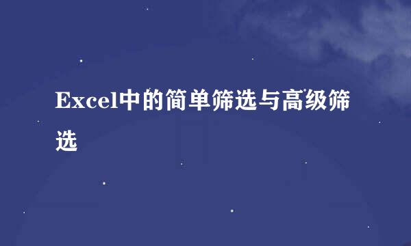Excel中的简单筛选与高级筛选