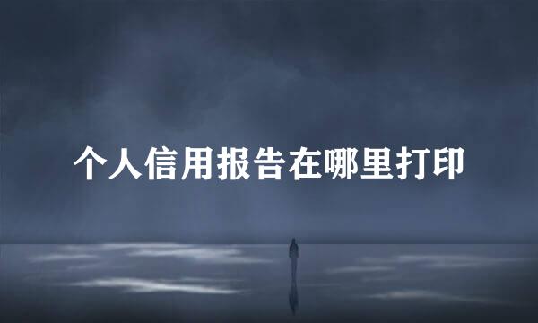 个人信用报告在哪里打印