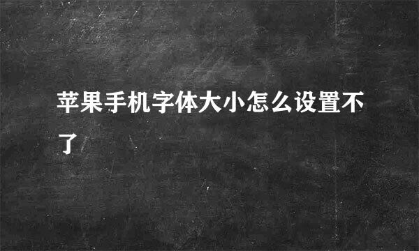 苹果手机字体大小怎么设置不了