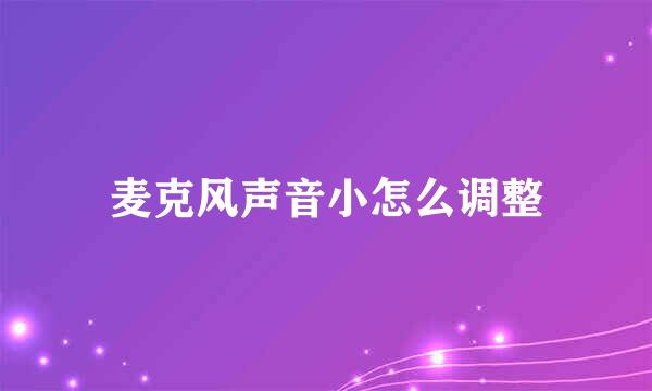 麦克风声音小怎么调整