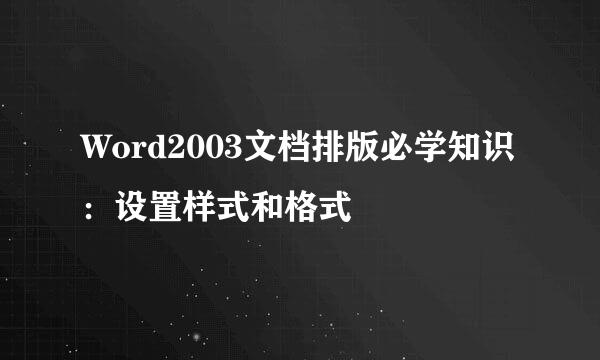 Word2003文档排版必学知识:设置样式和格式