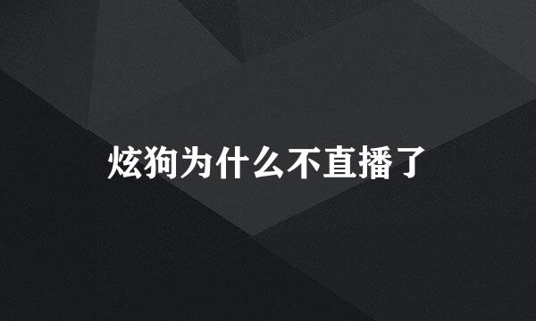 炫狗为什么不直播了