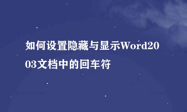 如何设置隐藏与显示Word2003文档中的回车符