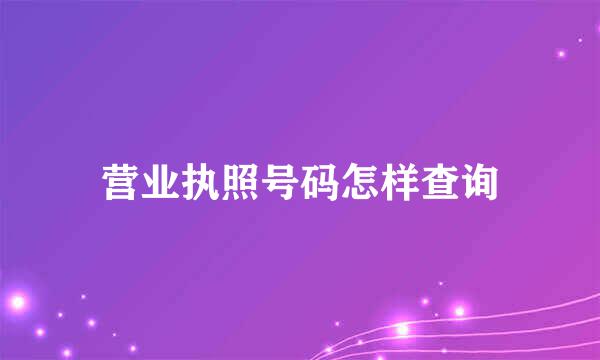 营业执照号码怎样查询