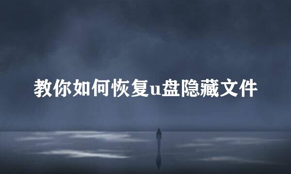 教你如何恢复u盘隐藏文件