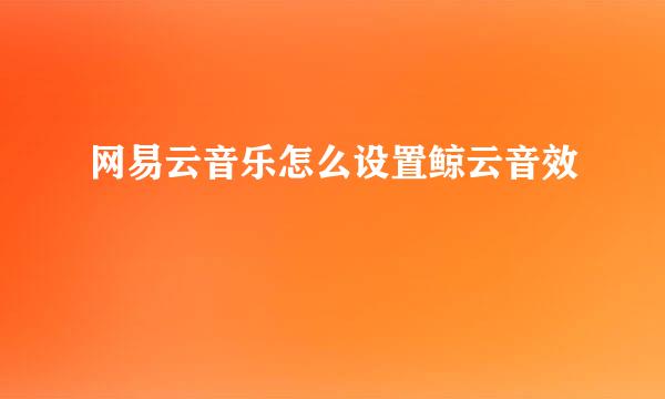网易云音乐怎么设置鲸云音效