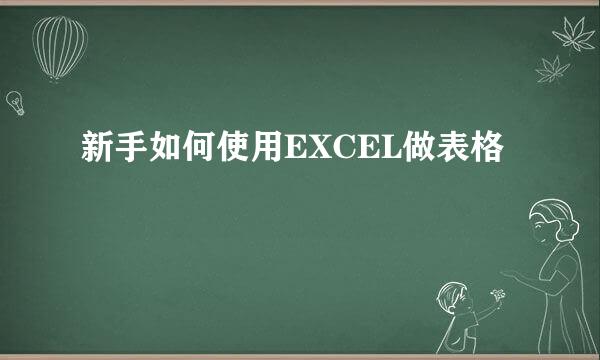 新手如何使用EXCEL做表格