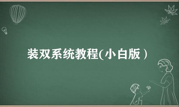 装双系统教程(小白版）