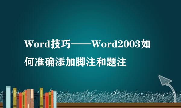 Word技巧——Word2003如何准确添加脚注和题注