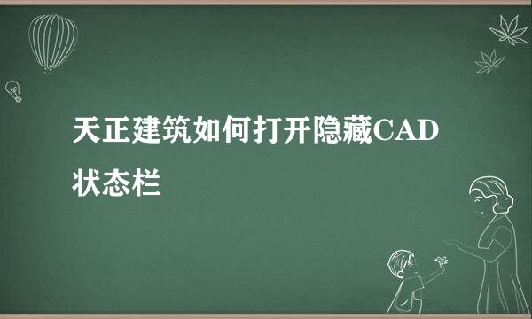 天正建筑如何打开隐藏CAD状态栏