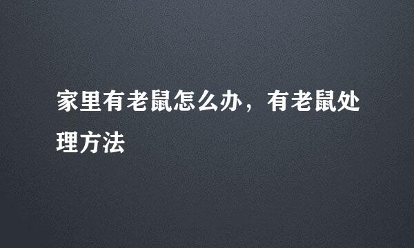 家里有老鼠怎么办，有老鼠处理方法