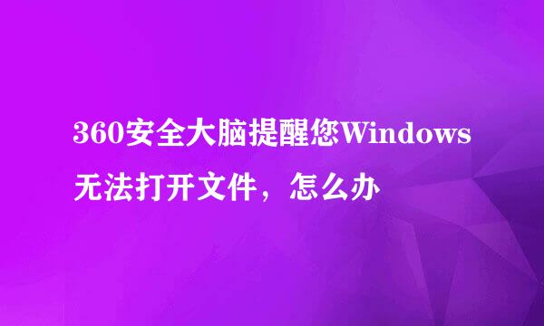 360安全大脑提醒您Windows无法打开文件，怎么办