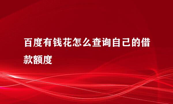 百度有钱花怎么查询自己的借款额度