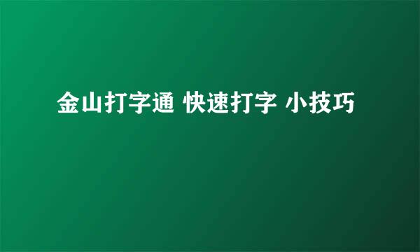 金山打字通 快速打字 小技巧