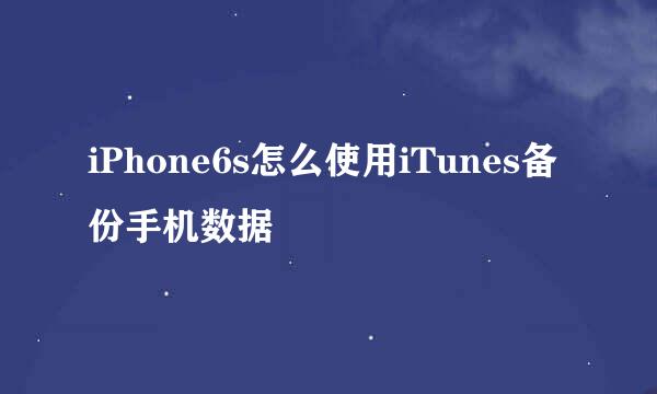 iPhone6s怎么使用iTunes备份手机数据