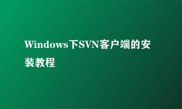 Windows下SVN客户端的安装教程