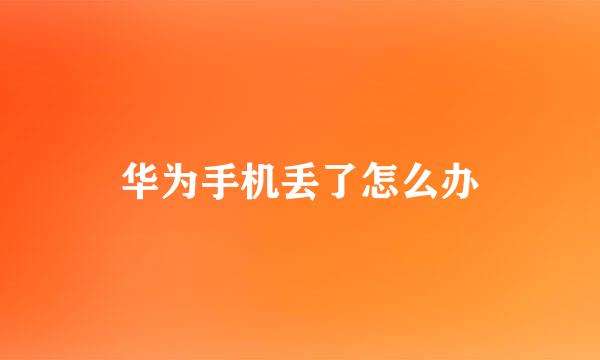 华为手机丢了怎么办